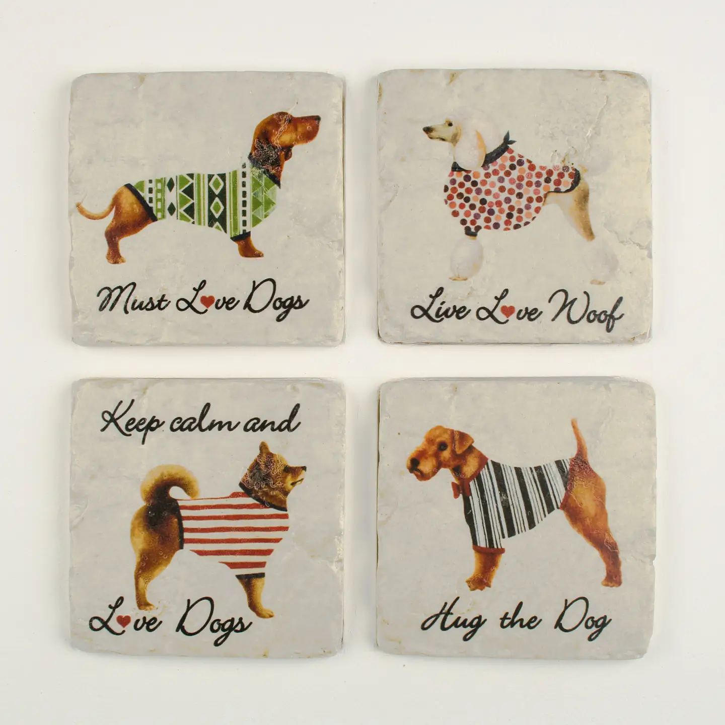 Dogs in Coats - Set of 4 Coasters