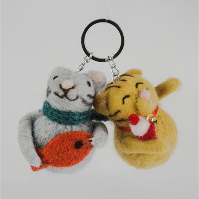 Two Cats - Felt Keychain