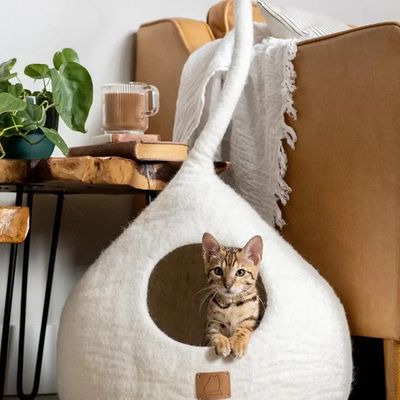 Deluxe Handcrafted Felt Cat Cave with Tail