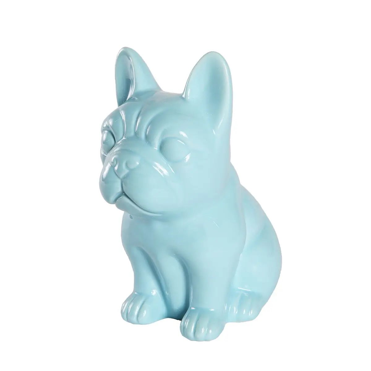 Sitting Frenchie Ceramic Statue, Colour: Glossy Blue