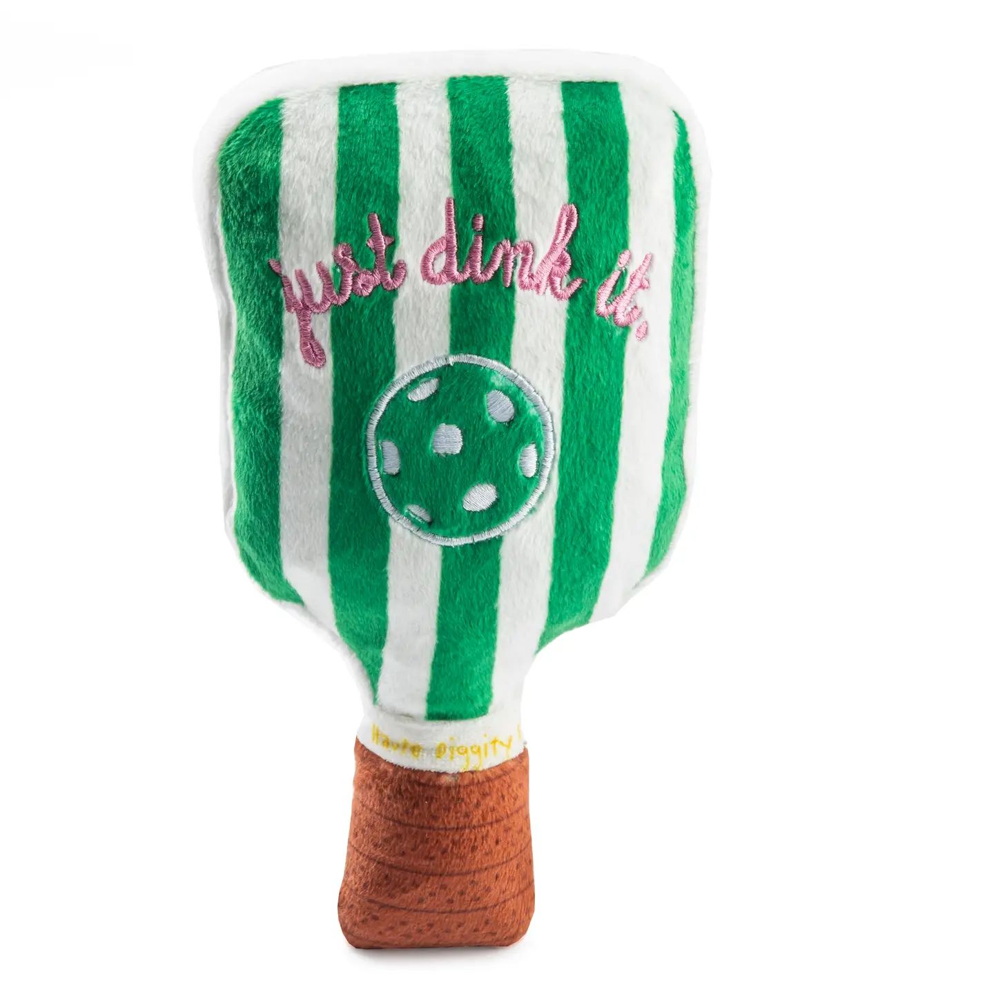 Pickleball Paddle Plush Dog Toy, Design: Green Stripe