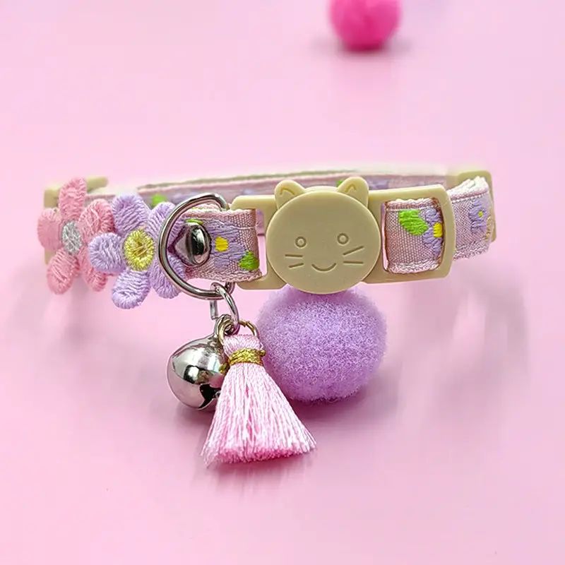 Mokka - Adjustable Flower Cat Collar, Colour: Pink