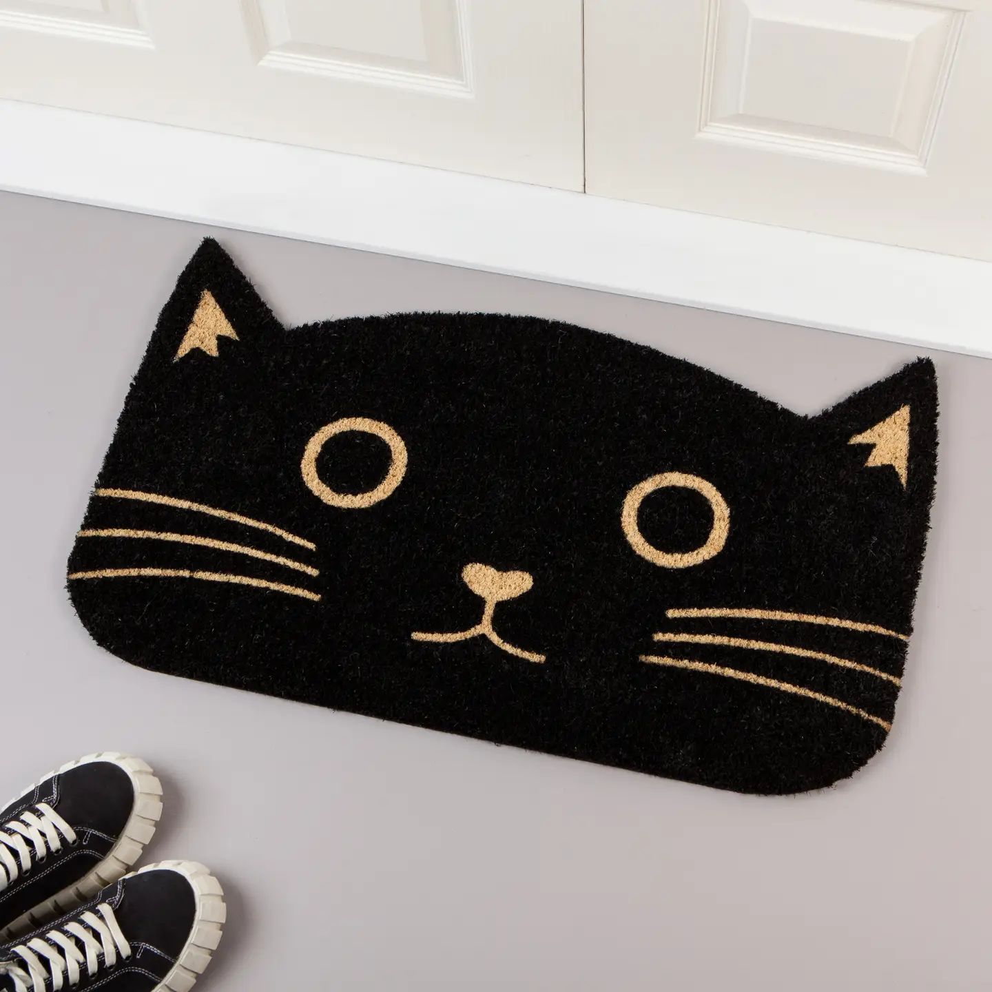 Black Cat Shaped Doormat
