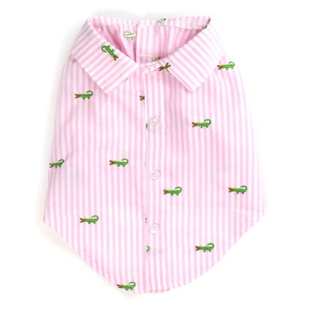 Pink Stripe Alligator Dog Shirt