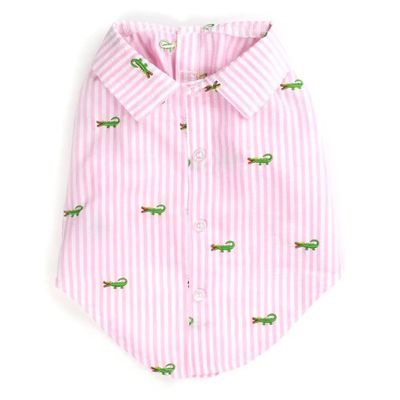 Pink Stripe Alligator Dog Shirt