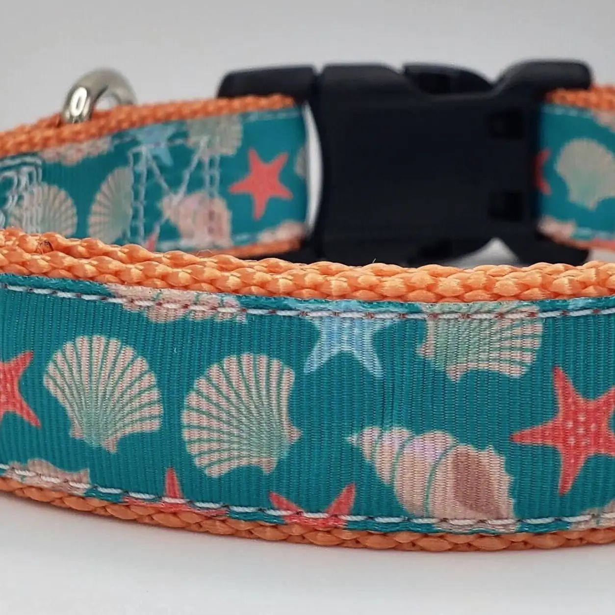 Coral Seashell Dog Collar - 1&quot; Wide, Size: Small