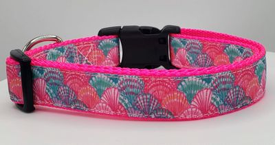 Pink Seashell Dog Collar - 1&quot; Wide