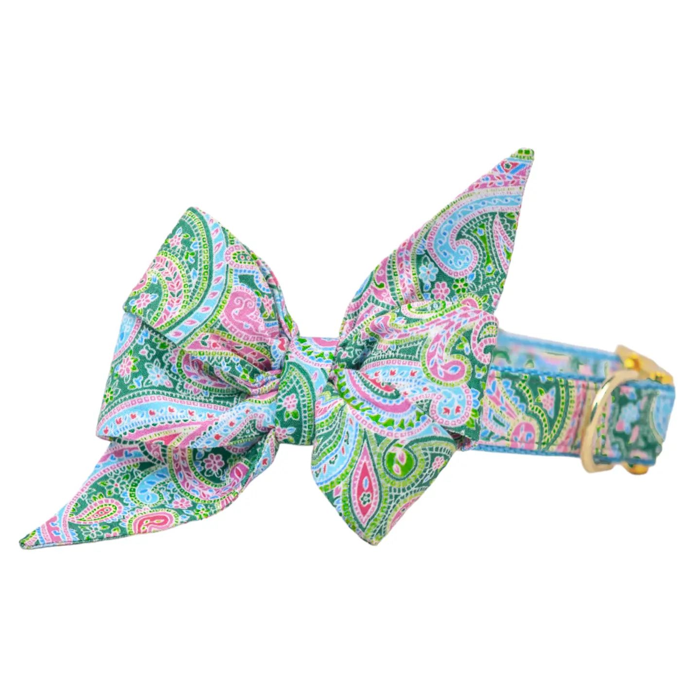 Vera Paisley - Belle Bow Dog Collar, Size: Small
