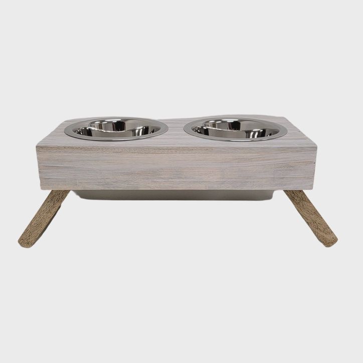 Eco-Friendly Elevated Dog Wood Feeder, Colour: Small
