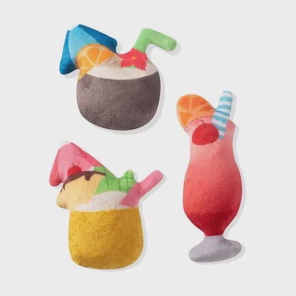 3 Piece Small Dog Toy Set - Tropical Drinks