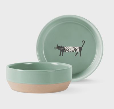 Oliver the Cat Small Stoneware Pet Bow