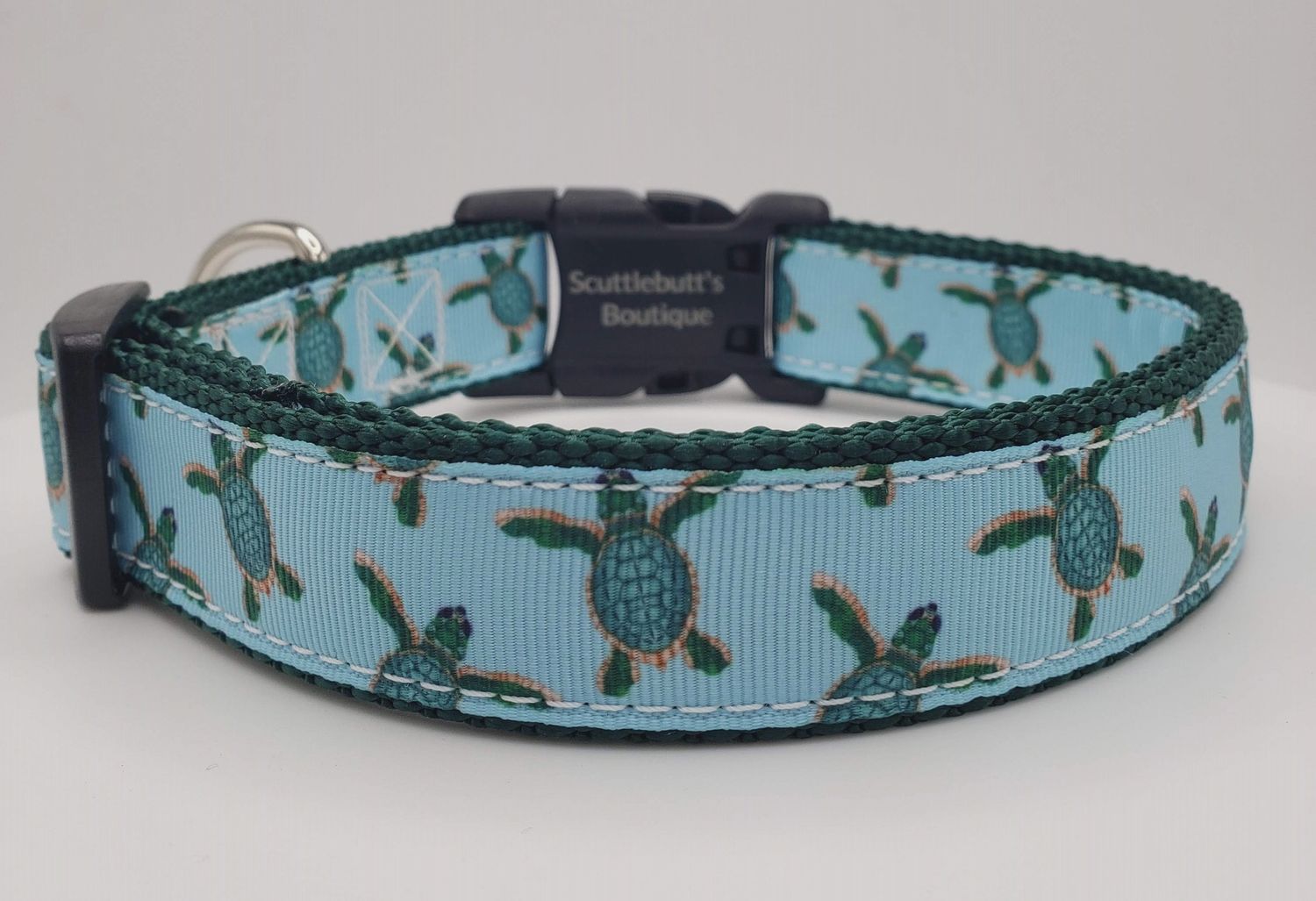 Green Sea Turtle Dog Collar - 1&quot; Wide, Size: Small