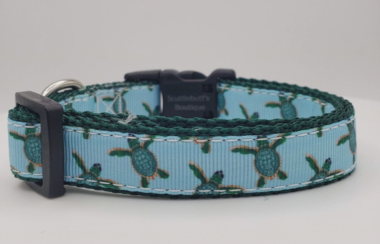 Green Sea Turtle Dog Collar - 3/4&quot; Wide, Size: Small