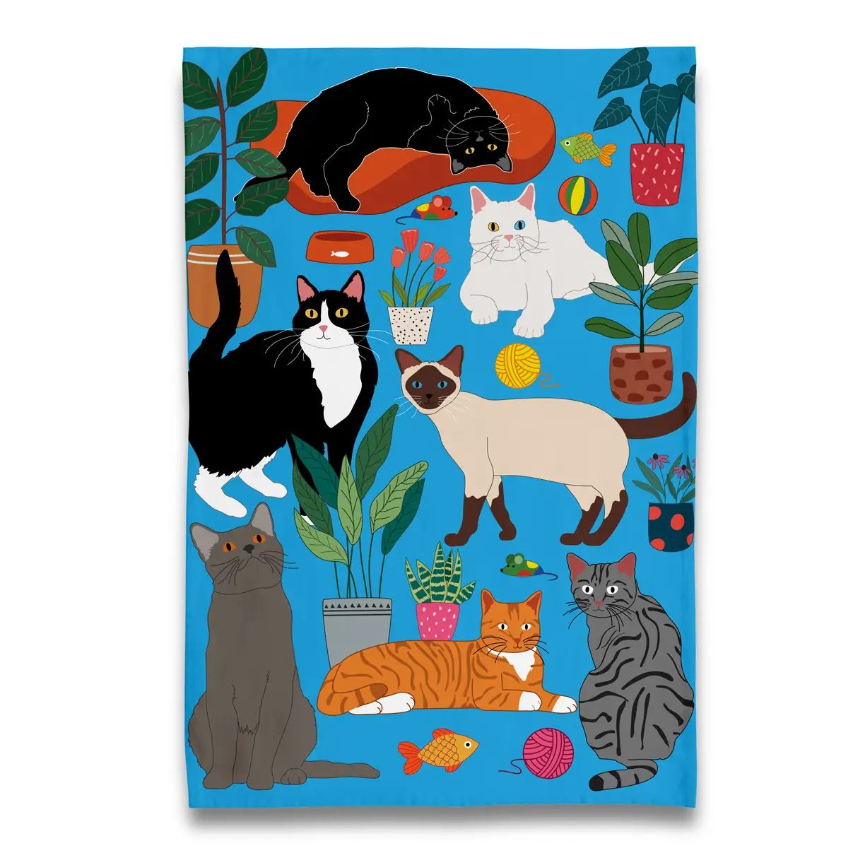 At Home With Kitty Cats - Tea Towel