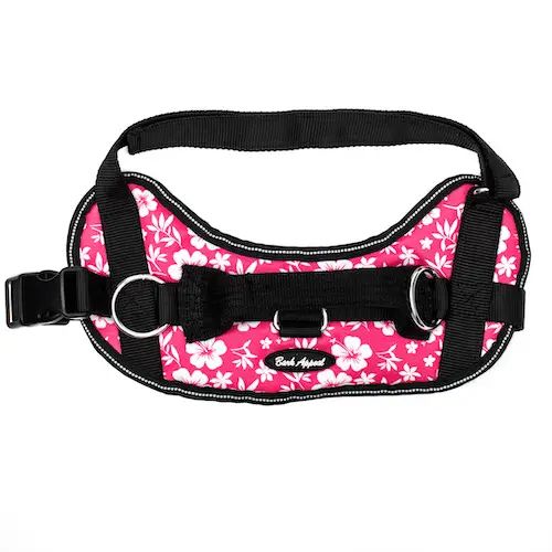Reflective No Pull Harness - Pink Hibiscus