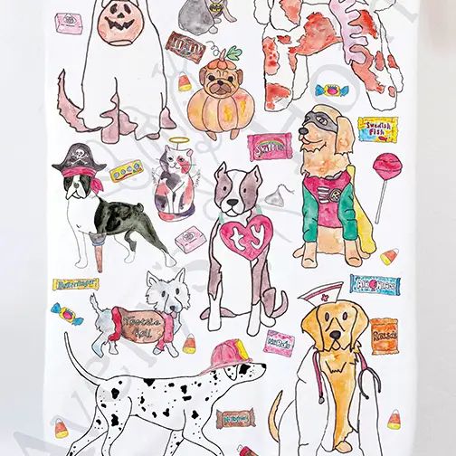 Dogs in Halloween Costumes - Kitchen Towel