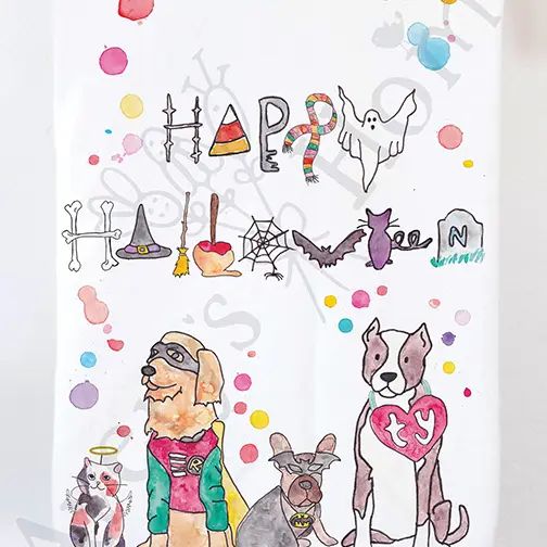 Happy Halloween with Dogs - Kitchen Towel