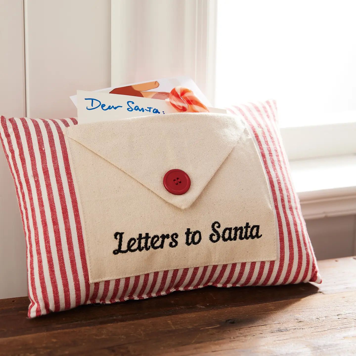 Letters to Santa Embroidered Pillow