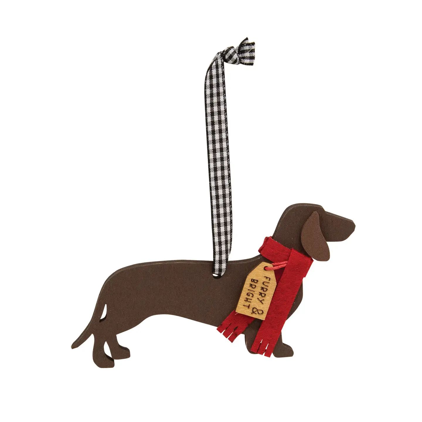 Furry &amp; Bright Wiener Dog Christmas Ornament