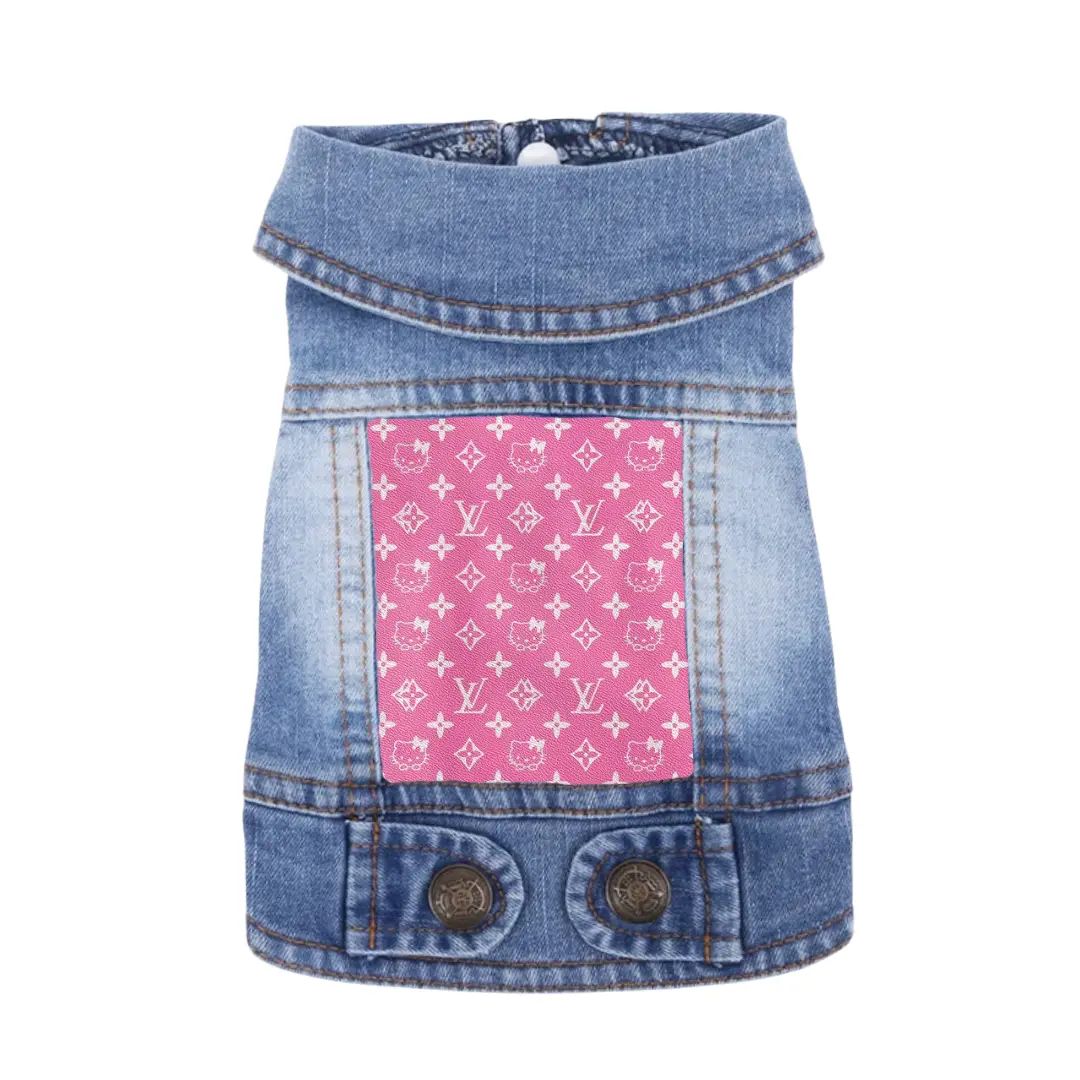 Blue Dog Denim Jacket, Design: Pink Hello Kitty X-Small