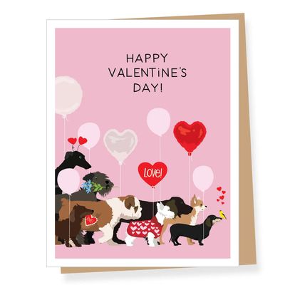 Dogwalk Valentine&#39;s Day Card