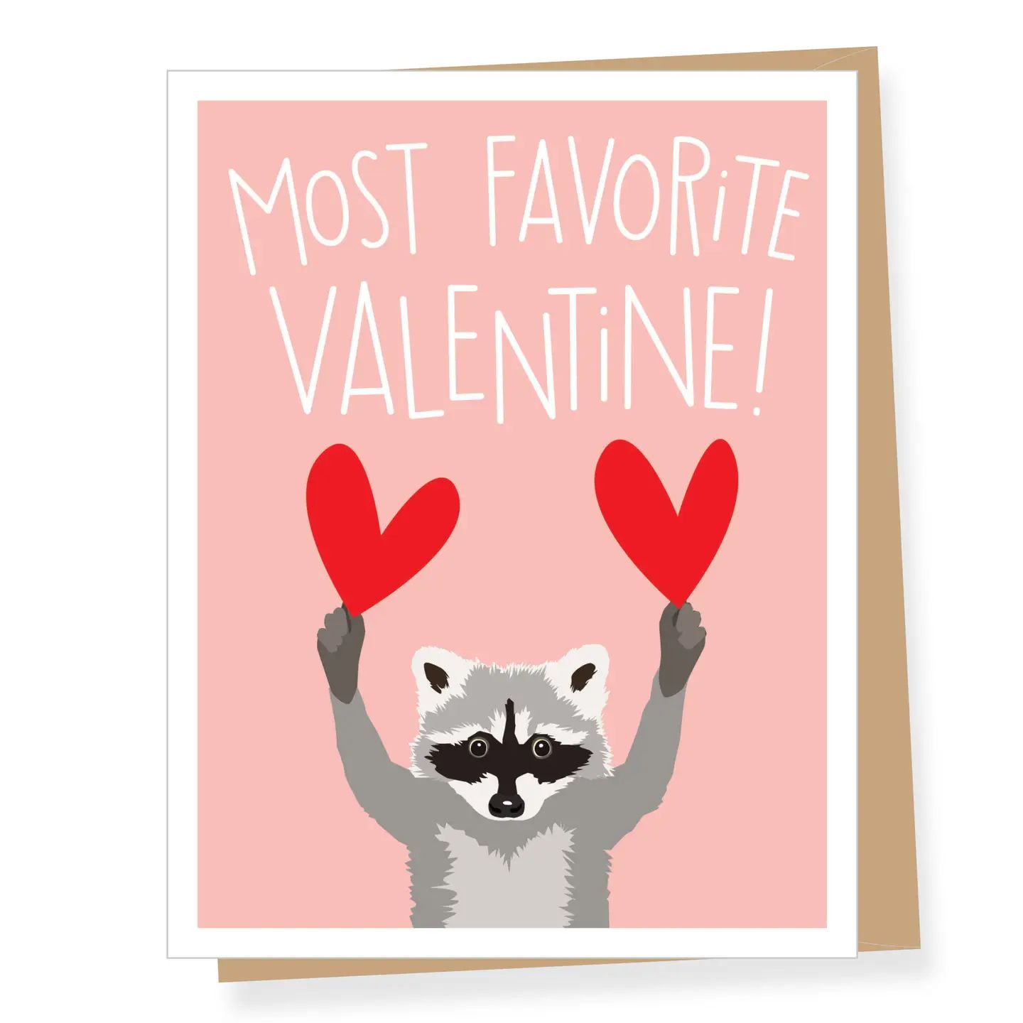 Raccoon w/ Red Hearts Valentine&#39;s Day Card
