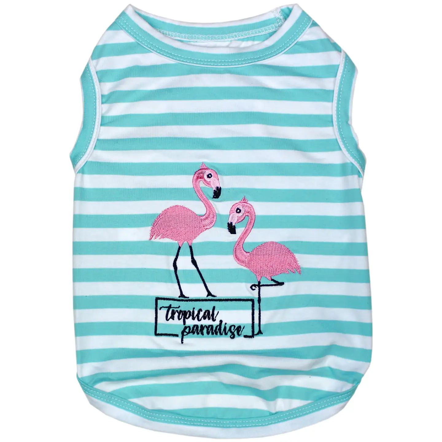 Tropical Paradise Flamingos Dog T-Shirt