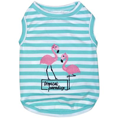 Tropical Paradise Flamingos Dog T-Shirt