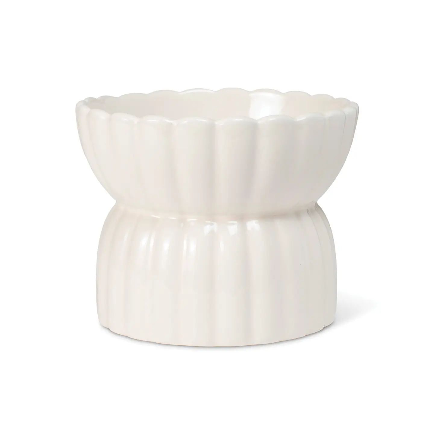 Small Scalloped Ivory Raised Feeder