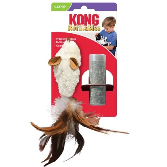 Kong Refillable Feather Mouse - Cat Toy