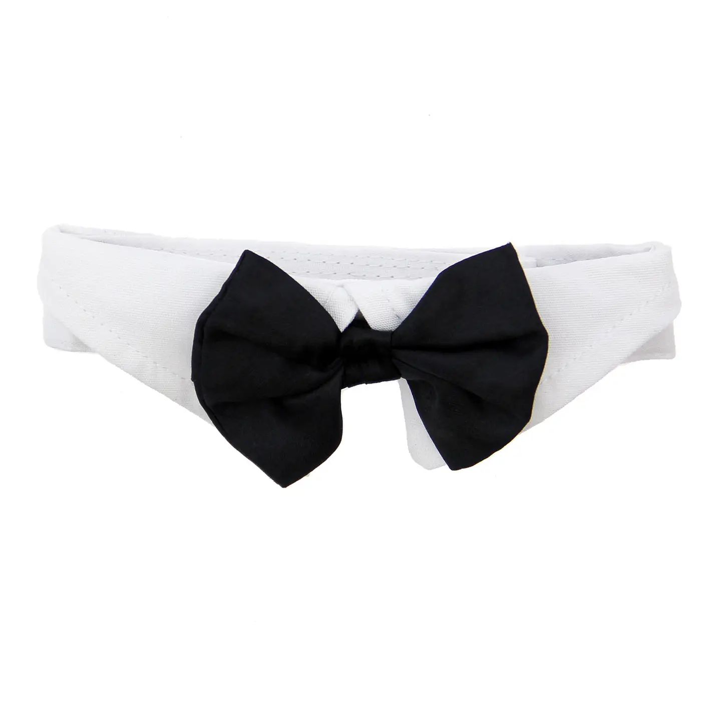 White Collar w/ Black Satin Bow Tie