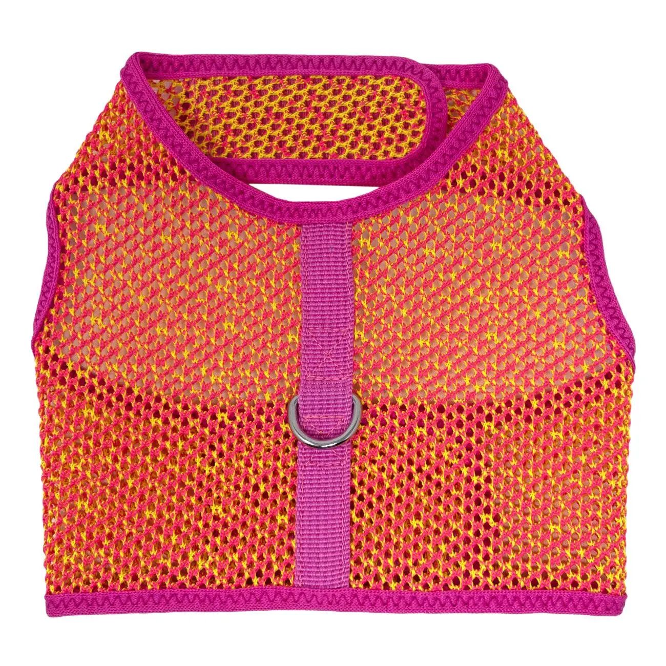 Pink &amp; Yellow - Active Mesh Dog Harness w/ Leash