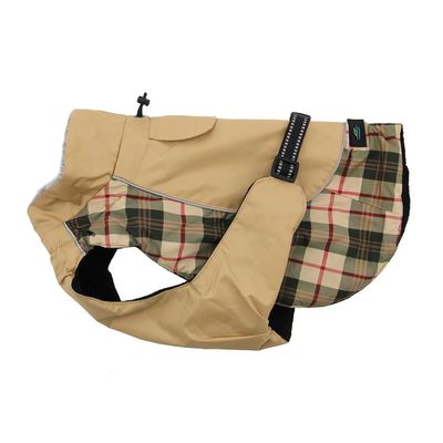 Beige Plaid All-Weather Dog Coat