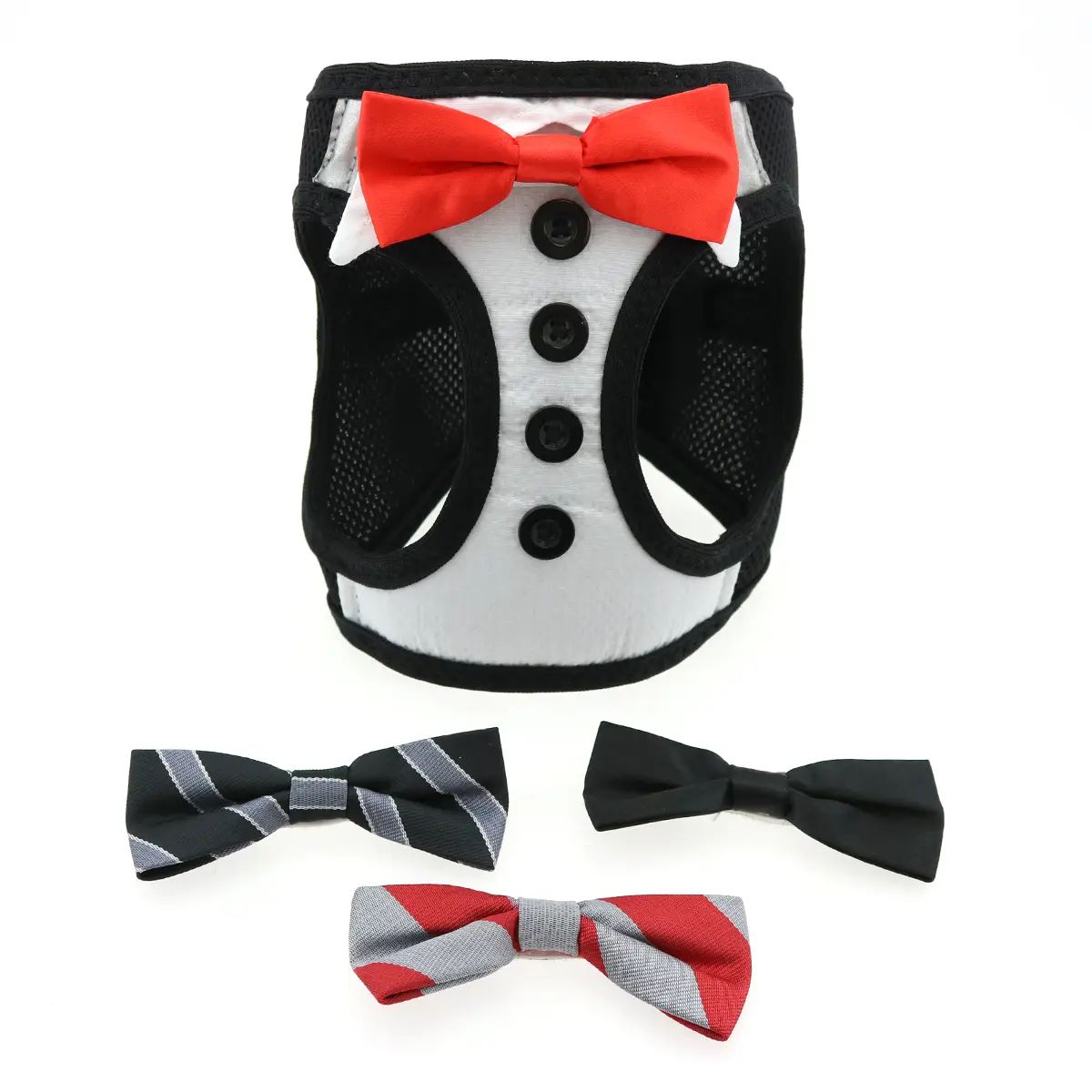 Tuxedo Dog Harness w/ Interchangeable Bows