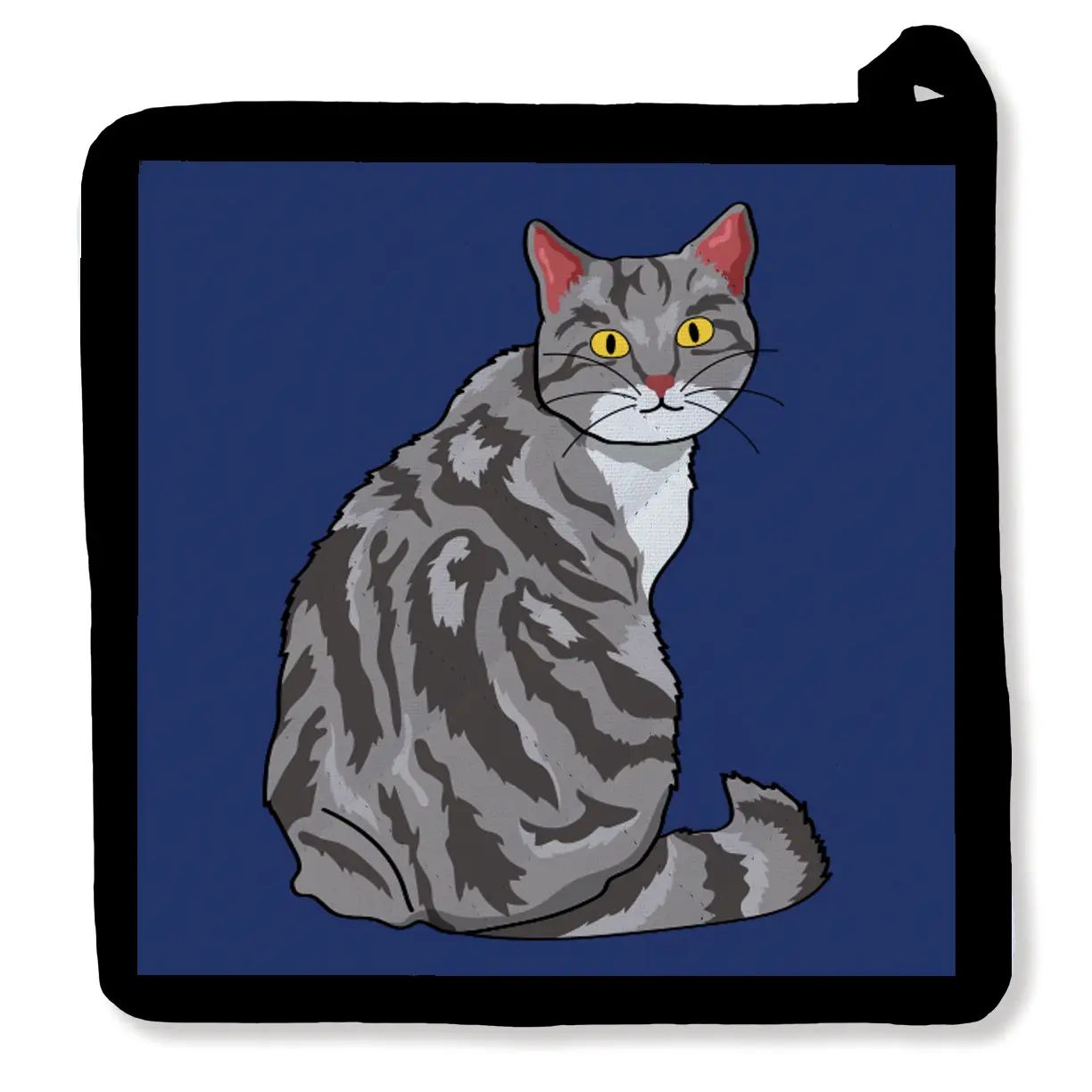 Hello Grey Tabby Cat Potholder
