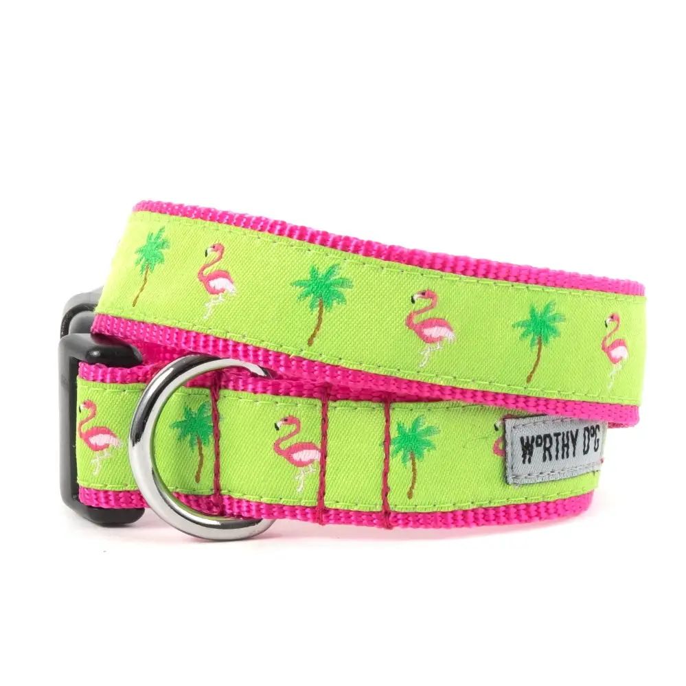 Flamingo and Palm Tree Collar