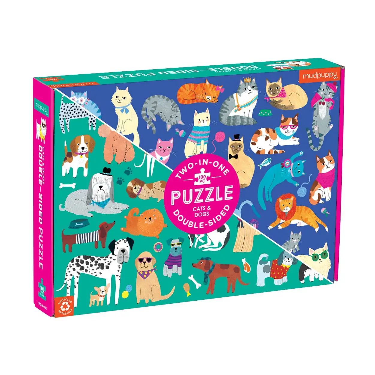 Cats &amp; Dogs 100 Piece Double-Sided Puzzle