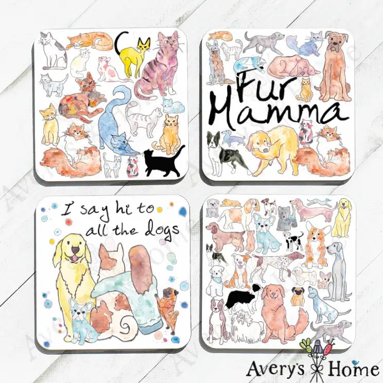 Dog &amp; Cat Collection - Absorbent Stone Coasters