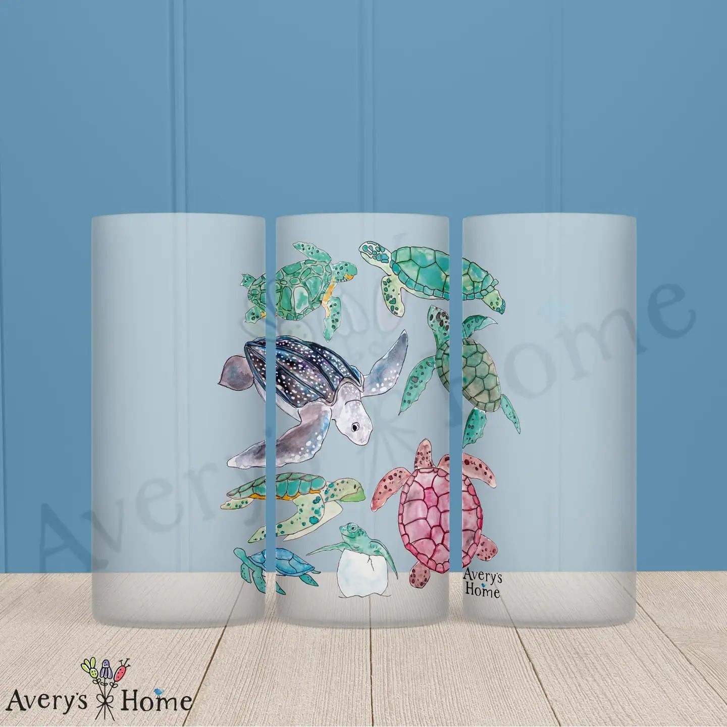 Sea Turtles - Frosted Drinking Glass