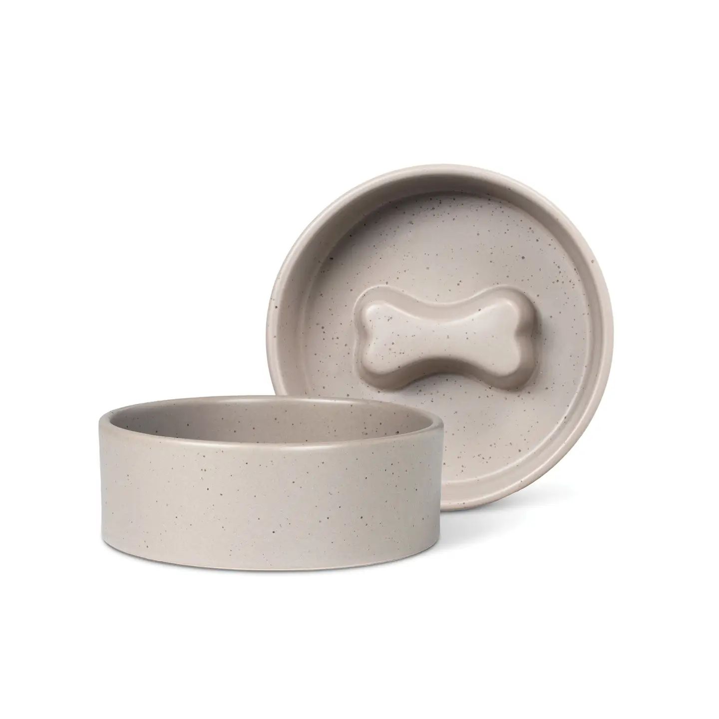 Taupe Bone Slow Feeder Small Pet Bowl