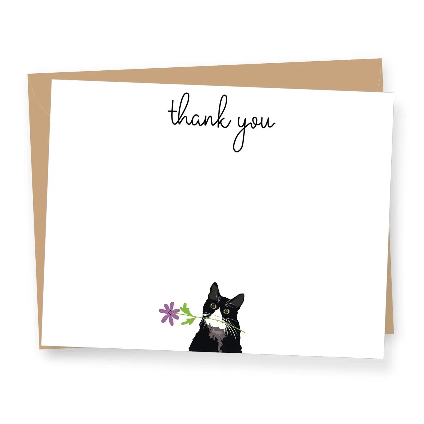 Black Cat Thank You - 8 Cards &amp; Envelopes