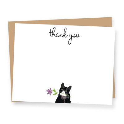 Black Cat Thank You - 8 Cards &amp; Envelopes