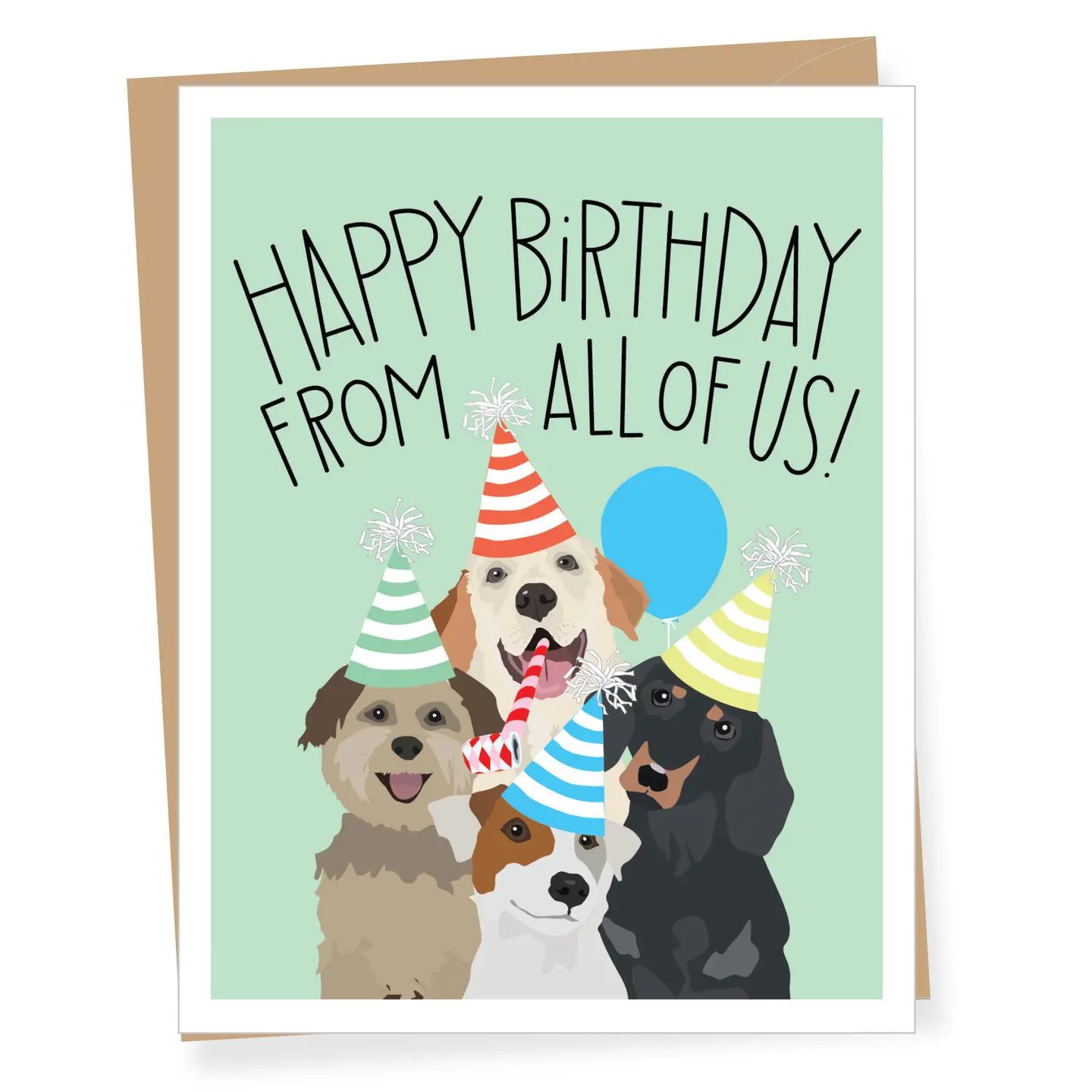 Four Dogs From All Of Us Birthday Card