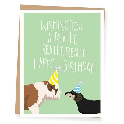Two Dogs Really Happy Birthday Card