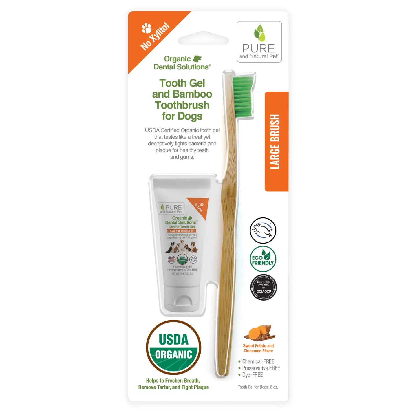 Organic Tooth Gel and Bamboo Toothbrush - Large