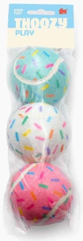 Birthday 3pk Sprinkle Tennis Balls Fetch Dog Toy