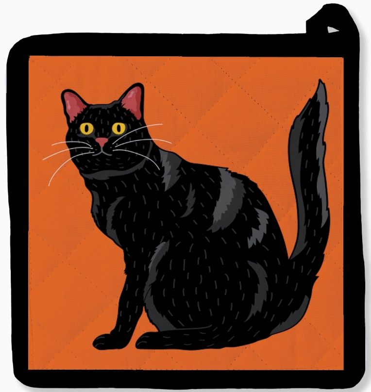 Hello Black Kitty Cat Potholder