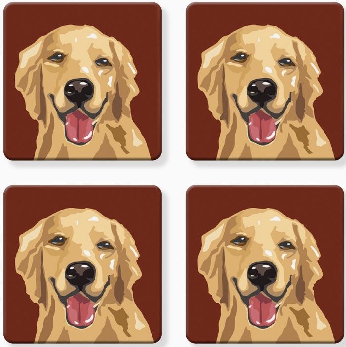 4 Mdf Coasters - Golden Retriever