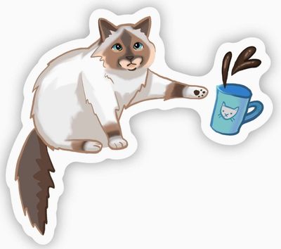 Cat Knocking Over Coffee Sticker