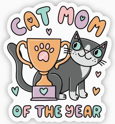 Cat Mom of the Year Sticker